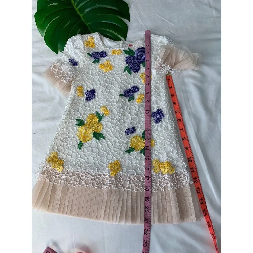 NEW $248 Tadashi Shoji Kids Bella Blossom Lace Dress Ivory [Girls‎ SZ 4 ] #G353